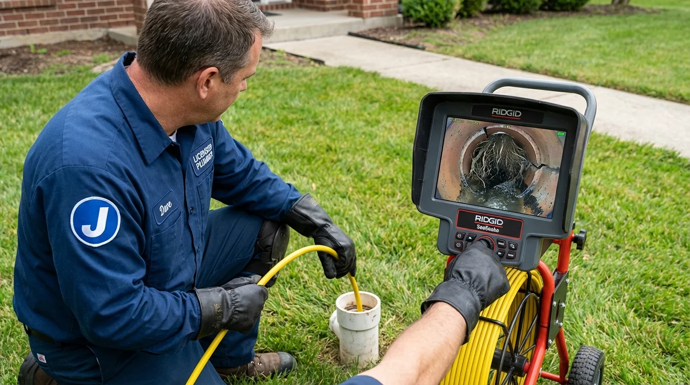 Sewer camera inspection being performed by Johns Plumbing LLC in Hawarden